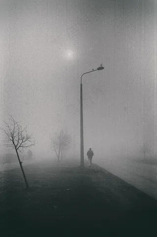 浓雾,路灯,雨雾,天空,浮尘天气,雾中的剪影