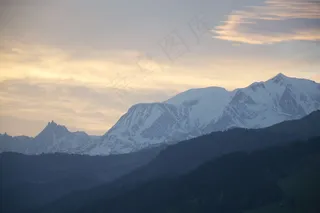 破晓，山，天空，勃朗峰
