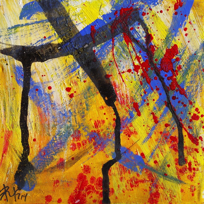 绘画，抽象，污渍，颜色，黄色，水ches