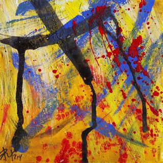 绘画，抽象，污渍，颜色，黄色，水ches