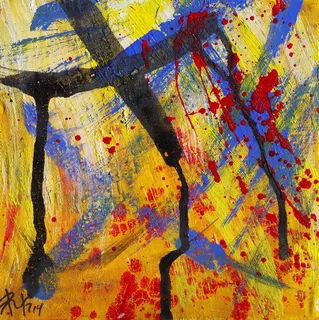 绘画，抽象，污渍，颜色，黄色，水ches