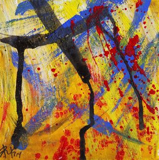 绘画，抽象，污渍，颜色，黄色，水ches