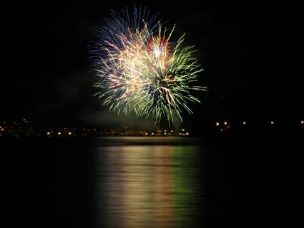 烟花，镜像，夜景，水面