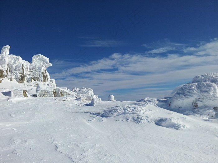 冬天，冬季魔术，蓝天，天空，蓝色，白色