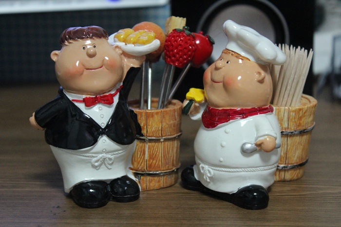 服务员，厨师，饭厅，角色，娃娃