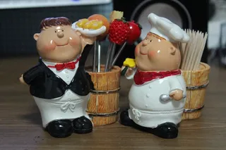 服务员，厨师，饭厅，角色，娃娃