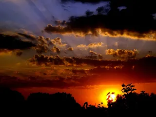 日落，水，反射，太阳，暮光之城