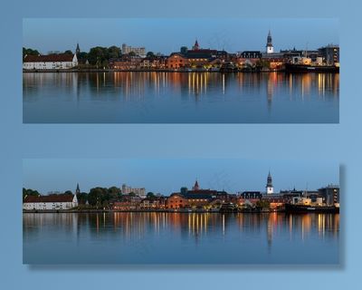 奥尔堡，海滨，城市，夜晚，城市景观