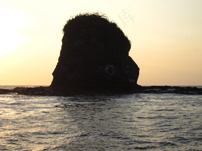 岛，高大，废弃，岩石，剪影，海