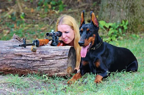 武器,杜宾犬,狗,女人,手枪,狩猎,狙击手 武器,杜宾犬,狗,女人,手枪,狩猎,狙击手