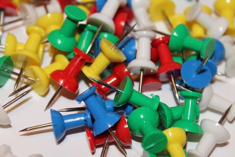 大头钉，墙上的针，办公室，针，指出，皮克森