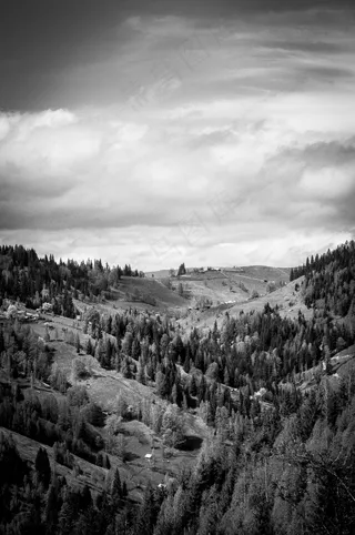 图画,天空,风景,轿车,禾木,黑色和白色风景山自然