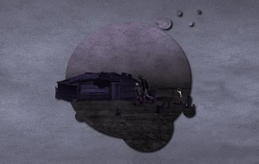 垃圾桶，紫色月亮-壁纸