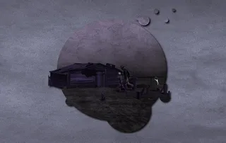 垃圾桶，紫色月亮-壁纸