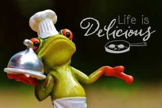 青蛙，烹饪，吃，厨房，美食，食品，制备