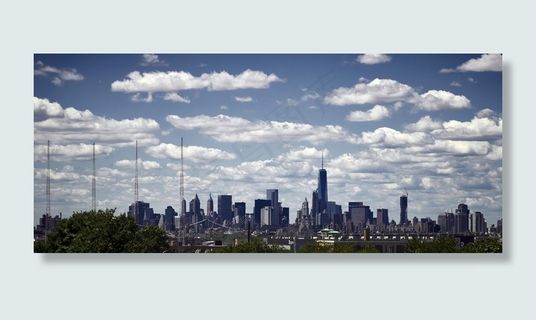 天空,树,风景,白云,云团,天空云曼哈顿全景