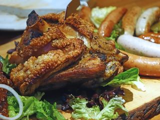 肉，猪肘，香肠，蔬菜，新鲜，食品