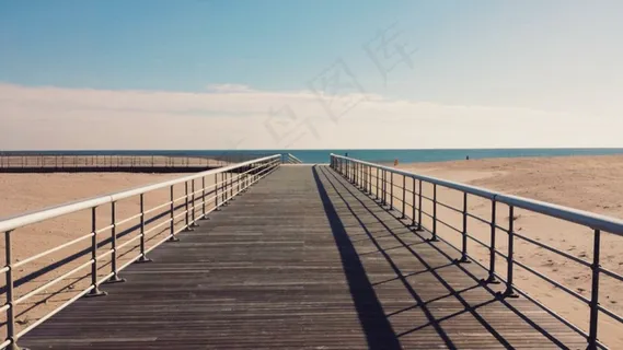 桥梁,海洋,湖泊,金属栏杆,铁丝栏杆,阳光明媚的海滩夏天路径