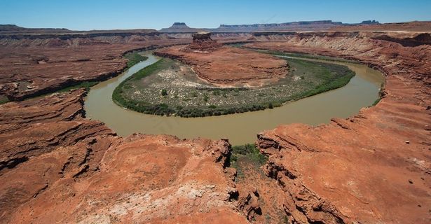 Oxbow，绿河，景观，景区，地平线，弯曲