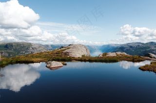 山，水，湖泊，户外，风景，夏天