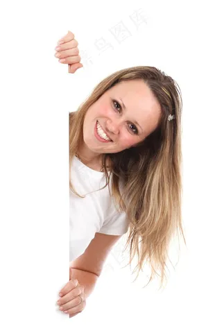 头发,美女,人物特写,女人,秀发,微笑的妇女画象白色背景的