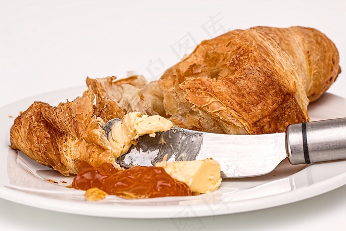 牛角包，糕点，果酱，黄油，蜜饯，传播，烘烤