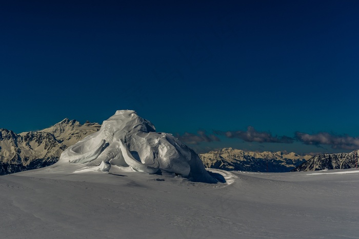 山，雪，假发，雕像