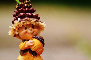 小鬼，橡子，秋，可笑，无花果，可爱，甜，艺术石