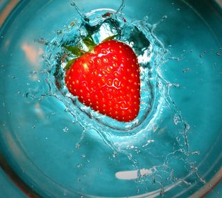 草莓，水，喷雾，水溅，水果