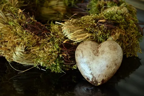 心，花圈，装饰，秋季，自然花圈