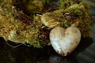 心，花圈，装饰，秋季，自然花圈