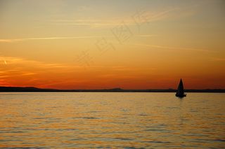 博登湖，水，黄昏，水域，全景，天空