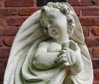 雕像，儿童，特写，石头，砖，天使，天使般