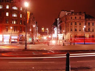 夜，灯火，城市，在晚上，市中心，橙色