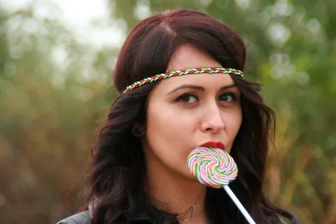 女孩，糖果酒吧，着色，播放，，肖像