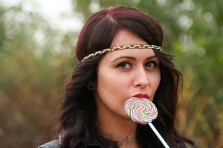 女孩，糖果酒吧，着色，播放，，肖像