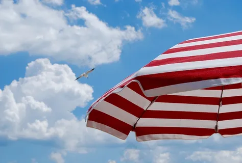 海边，雨伞，海滩，夏天，假期，海洋
