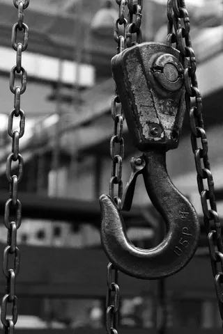 吊钩，金属，起重机，黑色，链条，重，重量