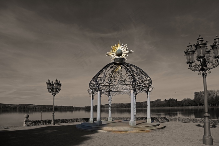 景观，自然，湖泊，天空，云，日落，夏天