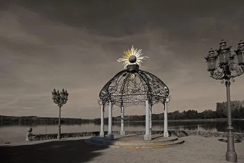 景观，自然，湖泊，天空，云，日落，夏天