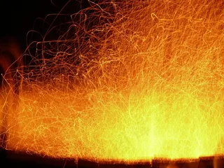 火花，火，营火，火焰，夜，热，火焰