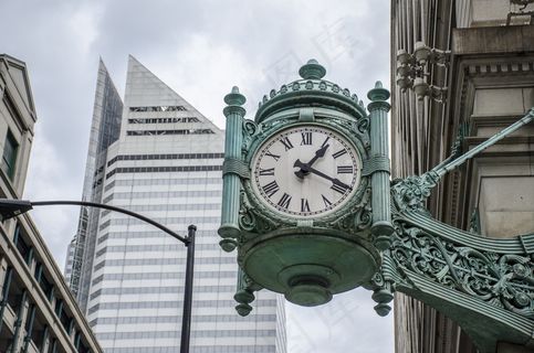 时钟，时间，城市，建筑，古董，老，业务