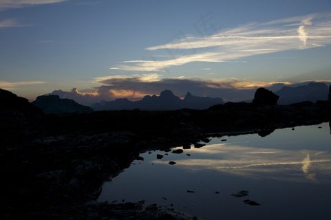 蓝色的小时，水，晚上