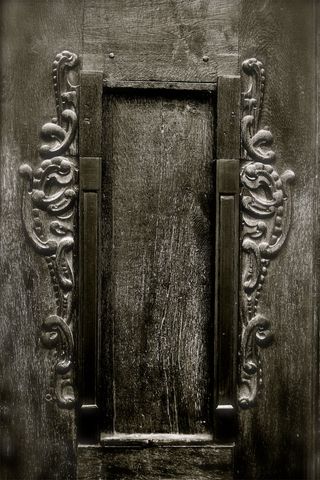 门，黑色和白色，灰色，灰色，关闭，墙壁