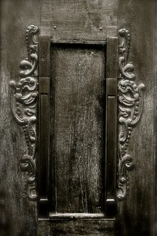 门，黑色和白色，灰色，灰色，关闭，墙壁