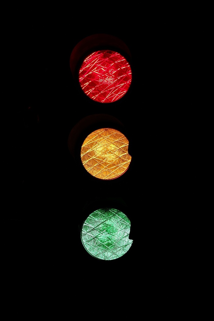 交通灯，道路标志，红色，黄色，绿色，等待，走