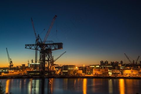 悉尼，澳大利亚，海港，工业，剪影