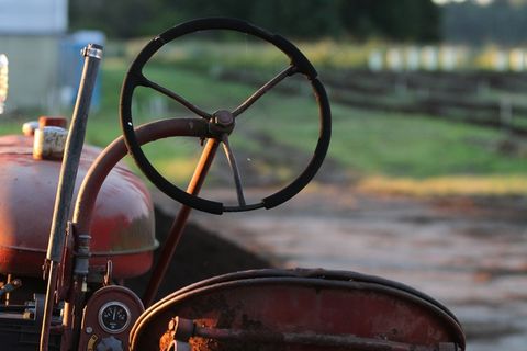 拖拉机，农场，日落，景观，农业，收获