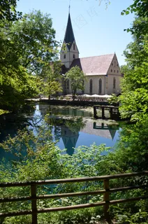 Blautopf，教堂，布劳博伊伦，镜像，修道院