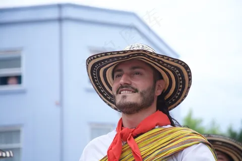 印第安人混血儿,牛仔,狂欢节,帽子,Vaquero,头 印第安人混血儿,牛仔,狂欢节,帽子,Vaquero,头